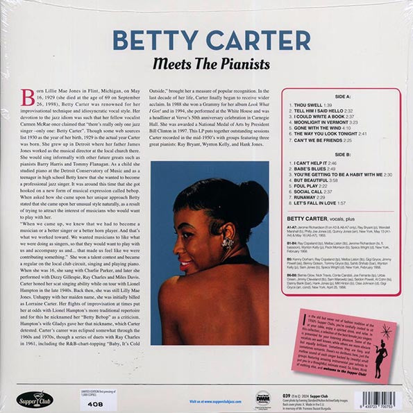 Betty Carter - Meets The Pianists Ray Bryant, Wynton Kelly, Hank Jones (ltd. ed.) (LP) - PureSound Records