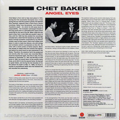 Chet Baker, Len Mercer & His Orchestra - Sings And Plays With Len Mercer And His Orchestra: Angel Eyes (+bonus track) (ltd. ed.) (180g) (LP) - PureSound Records