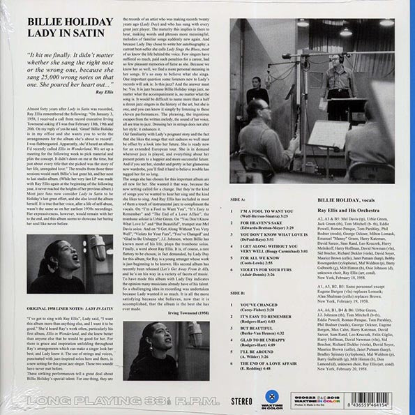Billie Holiday - Lady In Satin (ltd. ed.) (180g) (LP) - PureSound Records