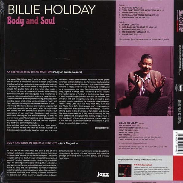 Billie Holiday - Body And Soul (+2 bonus tracks) (ltd. ed.) (180g) (LP) - PureSound Records