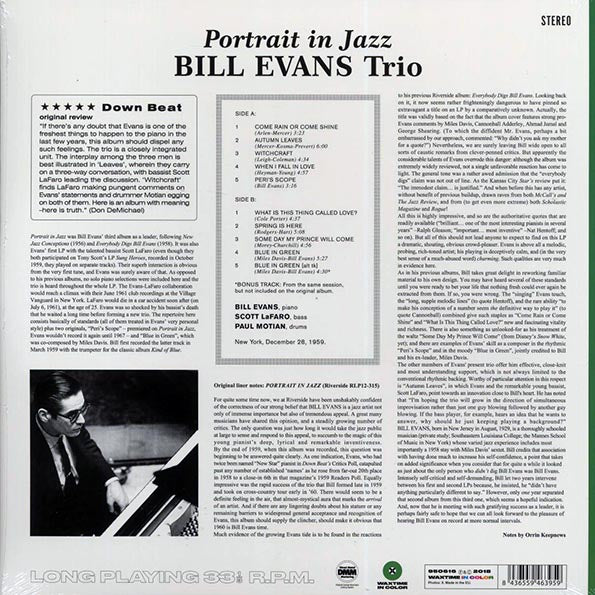 Bill Evans Trio - Portrait In Jazz (+bonus track) (ltd. ed.) (180g) (LP) - PureSound Records