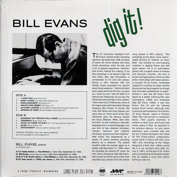 Bill Evans - Dig It! (+2 bonus tracks) (ltd. ed.) (LP) - PureSound Records