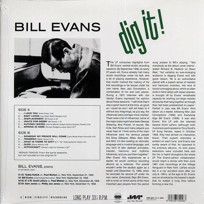 Bill Evans - Dig It! (+2 bonus tracks) (ltd. ed.) (LP) - PureSound Records