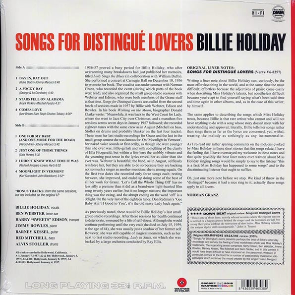 Billie Holiday - Songs For Distingué Lovers (+2 bonus tracks) (ltd. ed.) (180g) (LP) - PureSound Records
