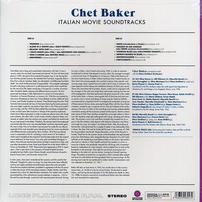 Chet Baker - Italian Movie Soundtracks (+bonus track) (ltd. ed.) (180g) (LP) - PureSound Records