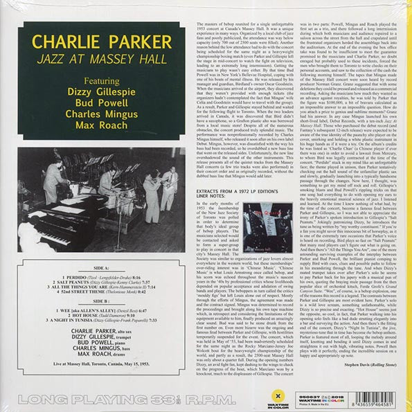 Charlie Parker, Dizzy Gillespie, Bud Powell, Charles Mingus, Max Roach - Jazz At Massey Hall (ltd. ed.) (180g) (LP) - PureSound Records
