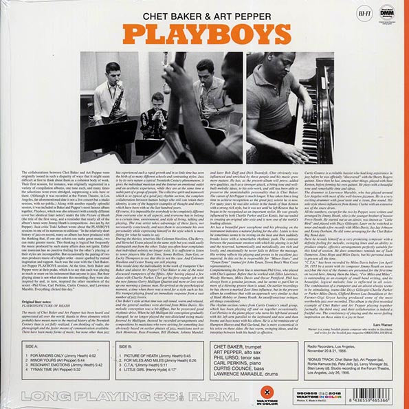 Chet Baker, Art Pepper - Playboys (+bonus track) (ltd. ed.) (180g) (LP) - PureSound Records