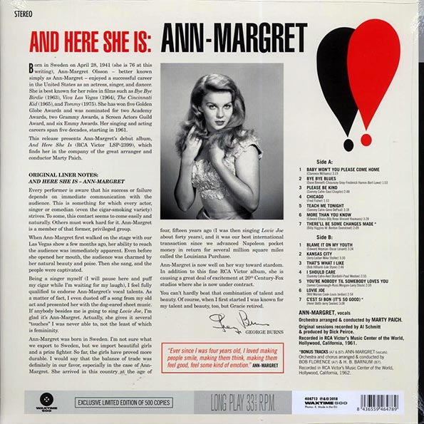 Ann Margret - And Here She Is (+2 bonus tracks) (ltd. ed.) (LP) - PureSound Records