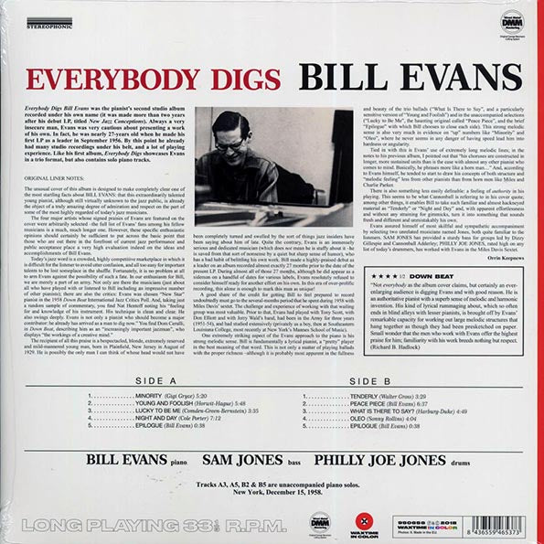 Bill Evans - Everybody Digs Bill Evans (ltd. ed.) (180g) (red vinyl) - PureSound Records