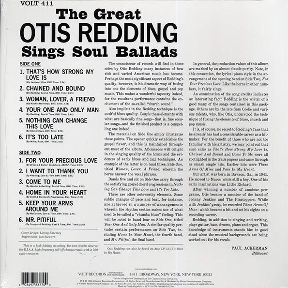 Otis Redding - The Great Otis Redding Sings Soul Ballads (mono) (ltd. ed.) (LP) - PureSound Records