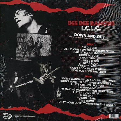 Dee Dee Ramone ICLC - Down And Out: Live At The Venue, Edinburgh, Scotland, 27 June 1994 (ltd. 300 copies made) (LP) - PureSound Records