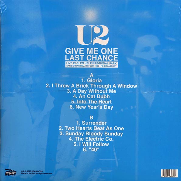 U2 - Give Me One Last Chance: Live In Glen Helen Regional Park, San Bernadino, May 30th 1983 FM Broadcast (ltd. 300 copies made) (LP)