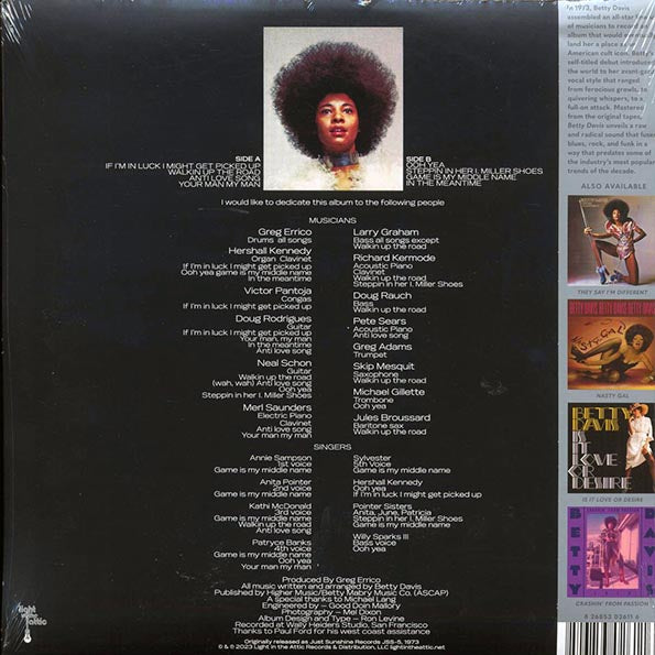 Betty Davis - Betty Davis (ltd. ed.) (coke bottle clear vinyl) (LP) - PureSound Records