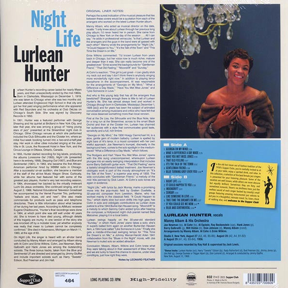 Lurlean Hunter - Night Life (+3 bonus tracks) (ltd. ed.) (LP) - PureSound Records