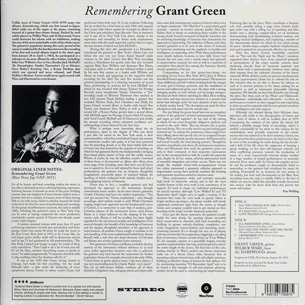 Grant Green - Remembering (180g) - PureSound Records