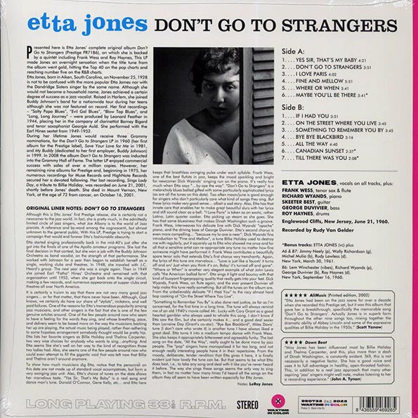 Etta Jones - Don't Go To Strangers (+3 bonus tracks) (180g) (LP) - PureSound Records