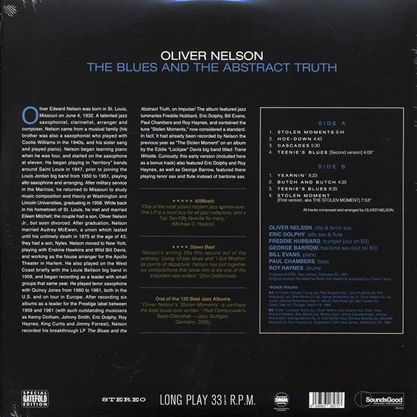 Oliver Nelson - The Blues And The Abstract Truth (+2 bonus tracks) (180g) (LP) - PureSound Records