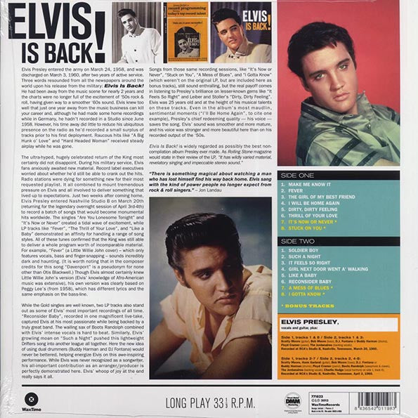 Elvis Presley - Elvis Is Back (+4 bonus tracks) (LP) - PureSound Records