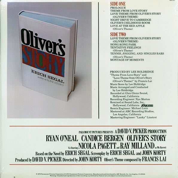 Lee Holdridge - Oliver's Story: Music From The Original Soundtrack Of The Paramount Picture (1978 ORIGINAL PRESS) (orig. press) (LP) - PureSound Records
