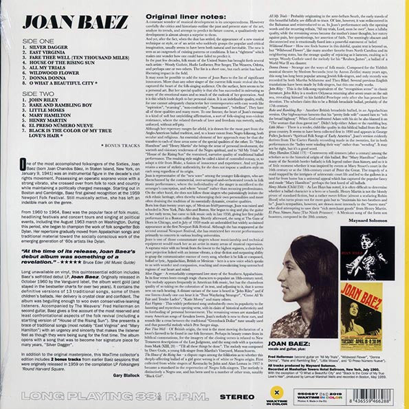Joan Baez - Joan Baez (Debut Album) (+2 bonus tracks) (ltd. ed.) (LP) - PureSound Records