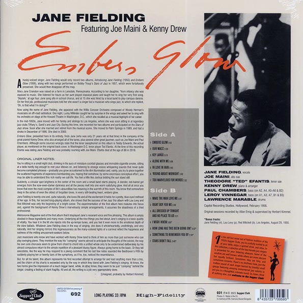 Jane Fielding, The Kenny Drew Quintet - Embers Glow (+4 bonus tracks) (ltd. ed.) (LP) - PureSound Records