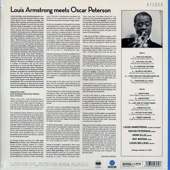 Louis Armstrong, Oscar Peterson - Louis Armstrong Meets Oscar Peterson (ltd. ed.) (180g) (LP) - PureSound Records
