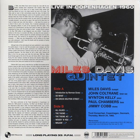 Miles Davis Quintet, John Coltrane - Live In Copenhagen 1960 (+3 bonus tracks) (ltd. ed.) (LP) - PureSound Records