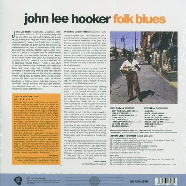 John Lee Hooker - Folk Blues (+5 bonus tracks) (ltd. ed.) (LP) - PureSound Records