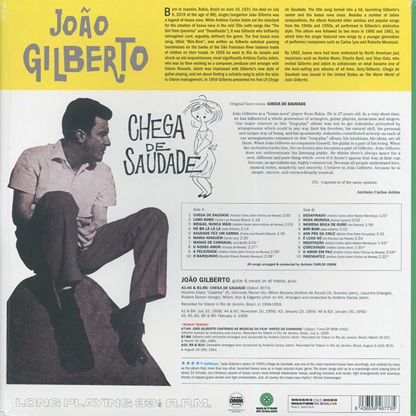 Joao Gilberto - Chega De Saudade (+8 bonus tracks) (ltd. ed.) (180g) (LP) - PureSound Records