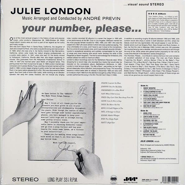 Julie London - Your Number Please (+bonus track) (ltd. ed.) (LP) - PureSound Records