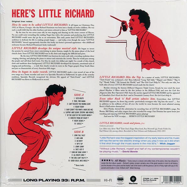 Little Richard - Here's Little Richard (+8 bonus tracks) (ltd. ed.) (LP) - PureSound Records