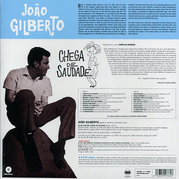 Joao Gilberto - Chega De Saudade (+8 bonus tracks) (ltd. ed.) (LP) - PureSound Records