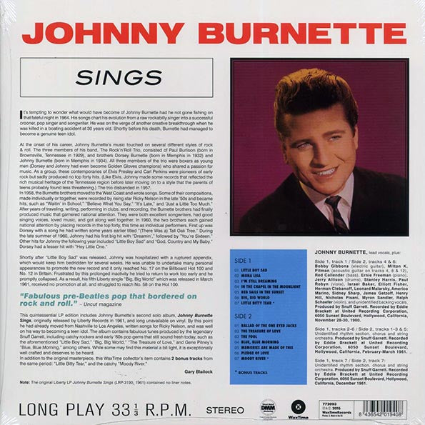 Johnny Burnette - Sings (+2 bonus tracks) (ltd. ed.) (LP) - PureSound Records