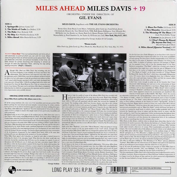 Miles Davis + 19 - Miles Ahead (+bonus track) (ltd. ed.) (180g) (LP) - PureSound Records