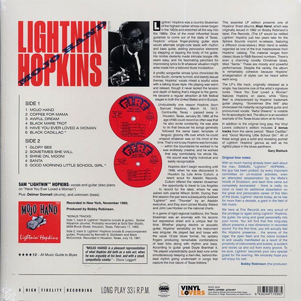 Lightnin' Hopkins - Mojo Hand (+2 bonus tracks) (ltd. ed.) (LP) - PureSound Records