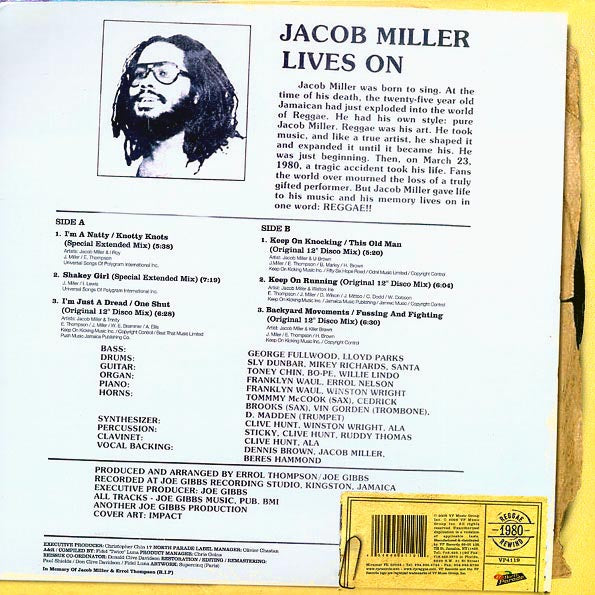 Jacob Miller - Jacob Miller Lives On (LP) - PureSound Records