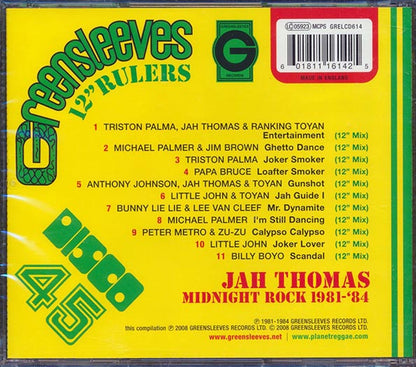 Billy Boyo, Triston Palmer, Anthony Johnson, Little John, Etc. - Greensleeves 12 Inch Rulers: Jah Thomas Midnight Rock 1981-1984 (12", CD)