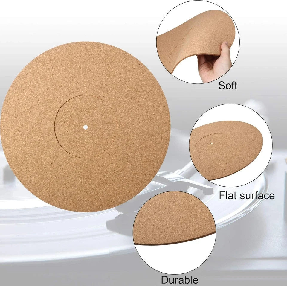 3-Pack 12" Cork Turntable Mats - 3Mm Thick, Noise-Reducing Vinyl LP Platter Mats - PureSound Records