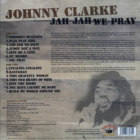Johnny Clarke - Jah Jah We Pray (LP) - PureSound Records