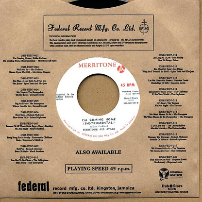 Eddie Perkins - I'm Coming Home  /  Merritone All Stars - Instrumental (Japan) (7")
