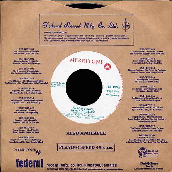 Henry Buckley - Thank You Girl  /  Henry Buckley - Take Me Back (7")