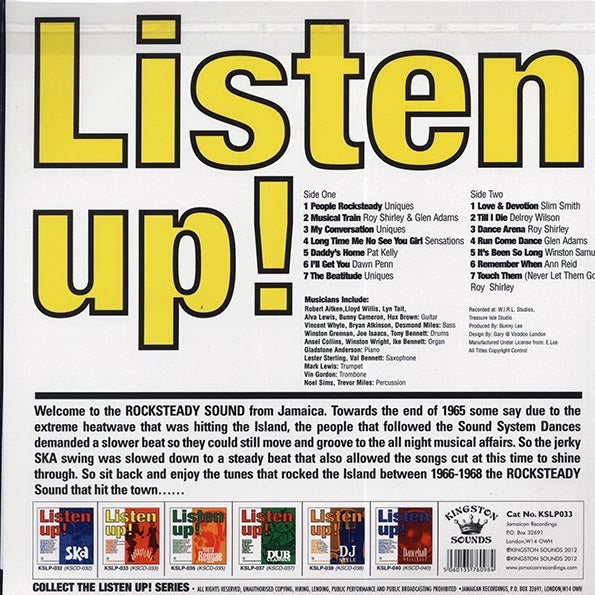 The Uniques, Slim Smith, Dawn Penn, Pat Kelly, Etc. - Listen Up: Rock Steady (LP)