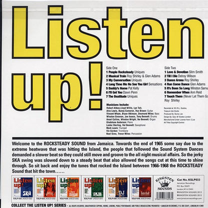 The Uniques, Slim Smith, Dawn Penn, Pat Kelly, Etc. - Listen Up: Rock Steady (LP)