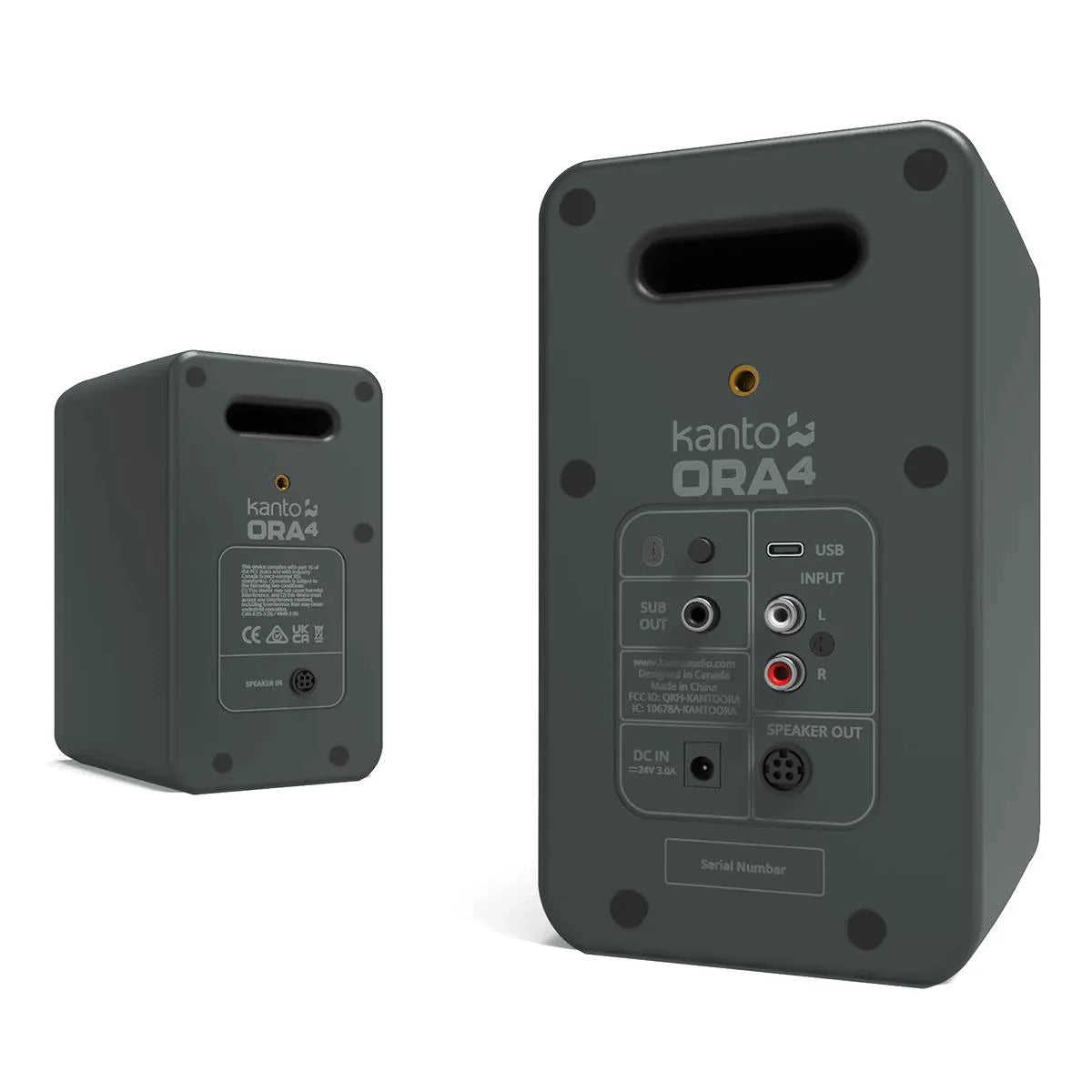 ORA4 Powered Bluetooth Desktop Speakers - Pair (Matte Grey) - PureSound Records